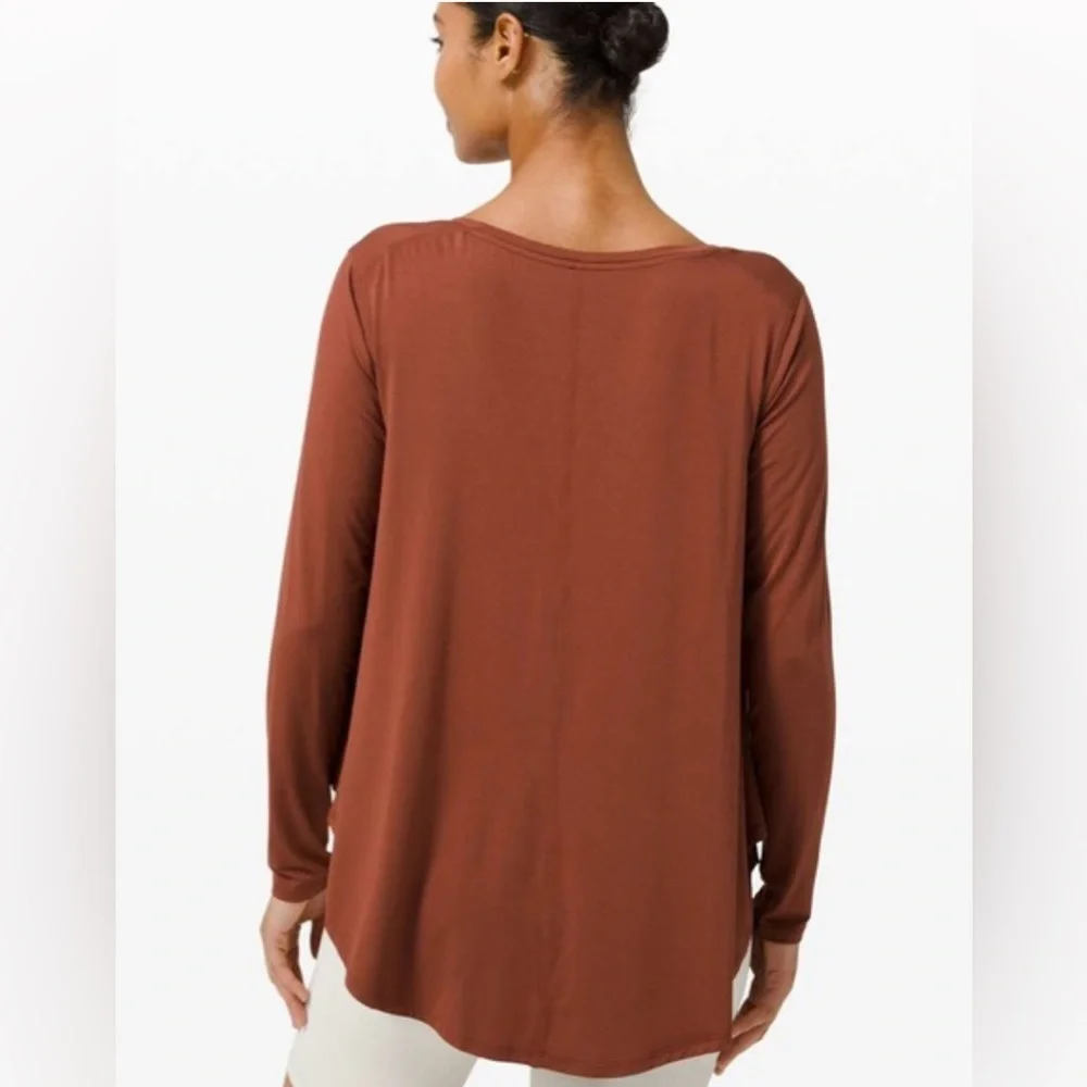 Lululemon Up for Down Time Long Sleeve Shirt | Silk Blend | Sz 6 Dark Terracota